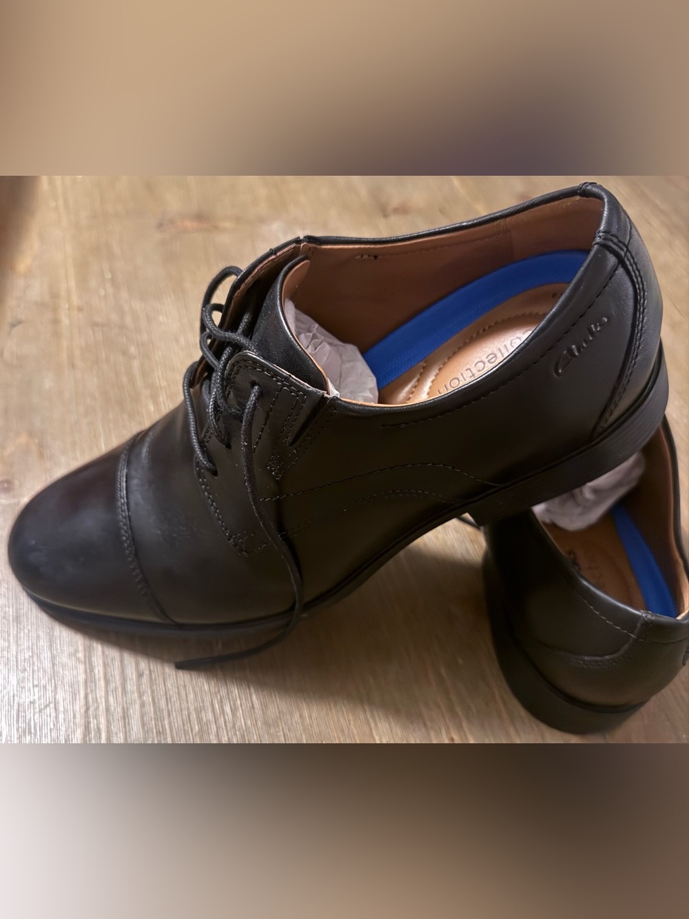 Clarks Men’s Whiddon Cap Black Leather Shoes 11 Medium
